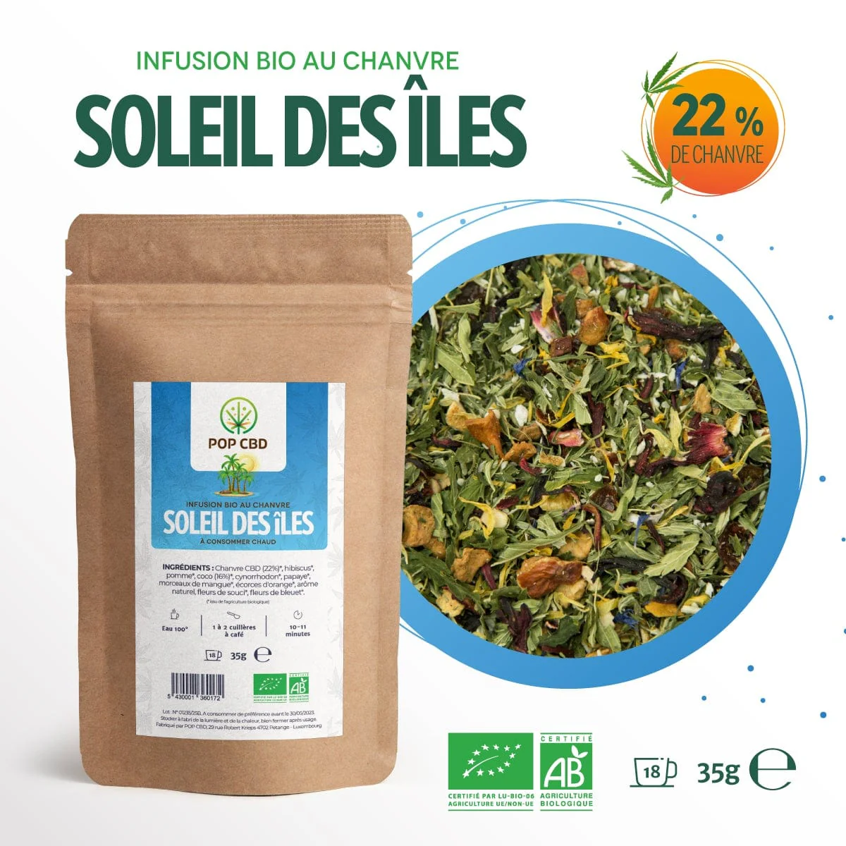 Infusion Bio Soleil des Iles, au Chanvre CBD