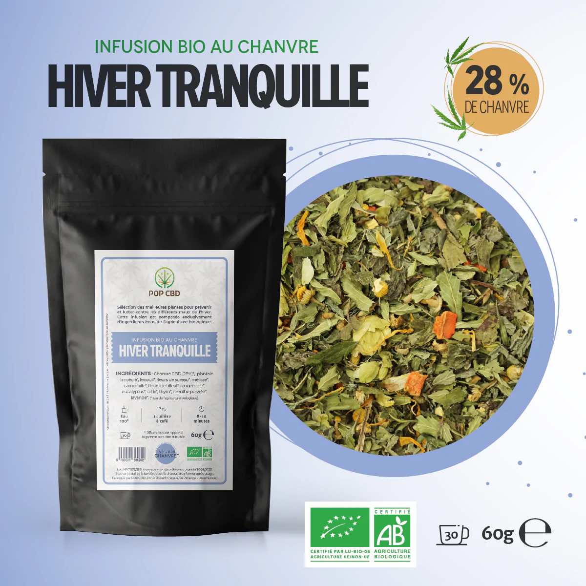 Infusion Création Bio, Hiver Tranquille, au Chanvre CBD