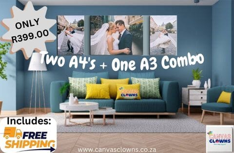 Two A4's + One A3 & FREE DELIVERY Canvas Combo