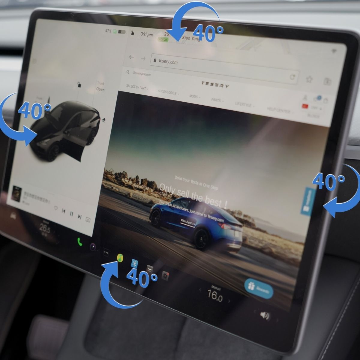 TESERY Tesla Model 3 / Y Swivel Screen Mounting Kit - Upgrade Version (Fits RHD & LHD)