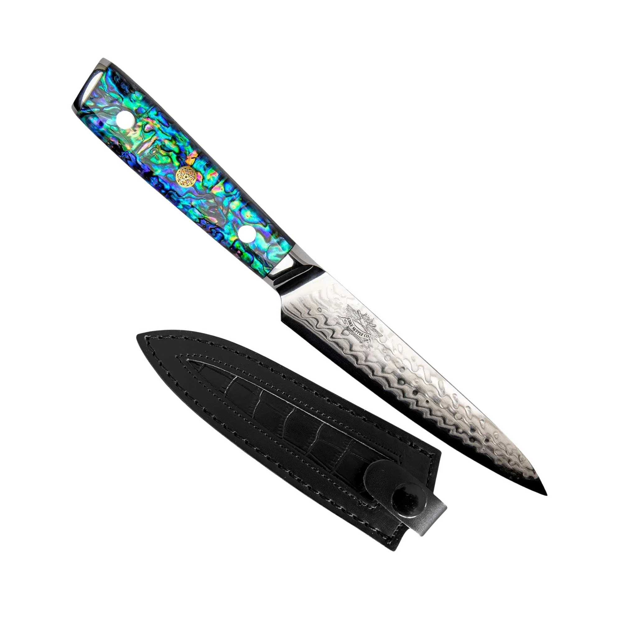 Sea Creature Series 15cm - 6 inch Utility Knife. 45 Layer AUS-10 Damascus, Resin Handle & Sheath