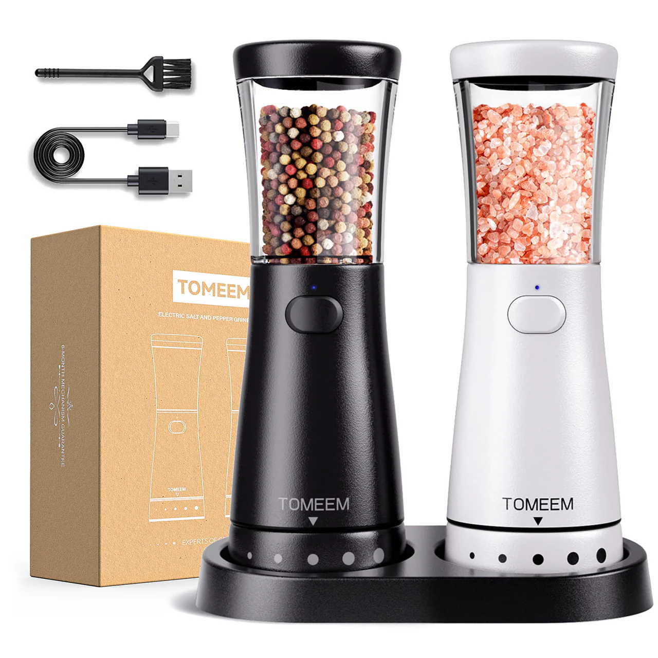 Tomeem 4.5oz Electric Salt And Pepper Grinder With Base