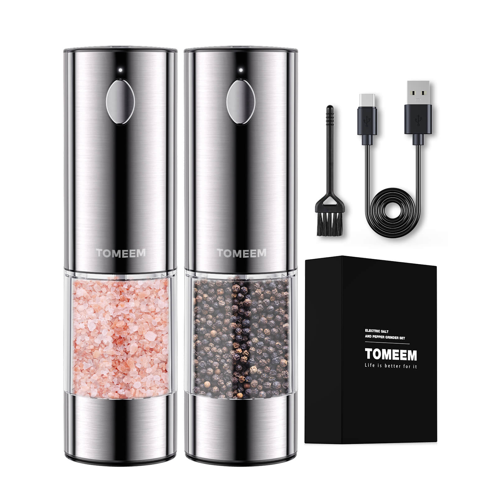 Tomeem 4.02oz Electric Salt And Pepper Grinder