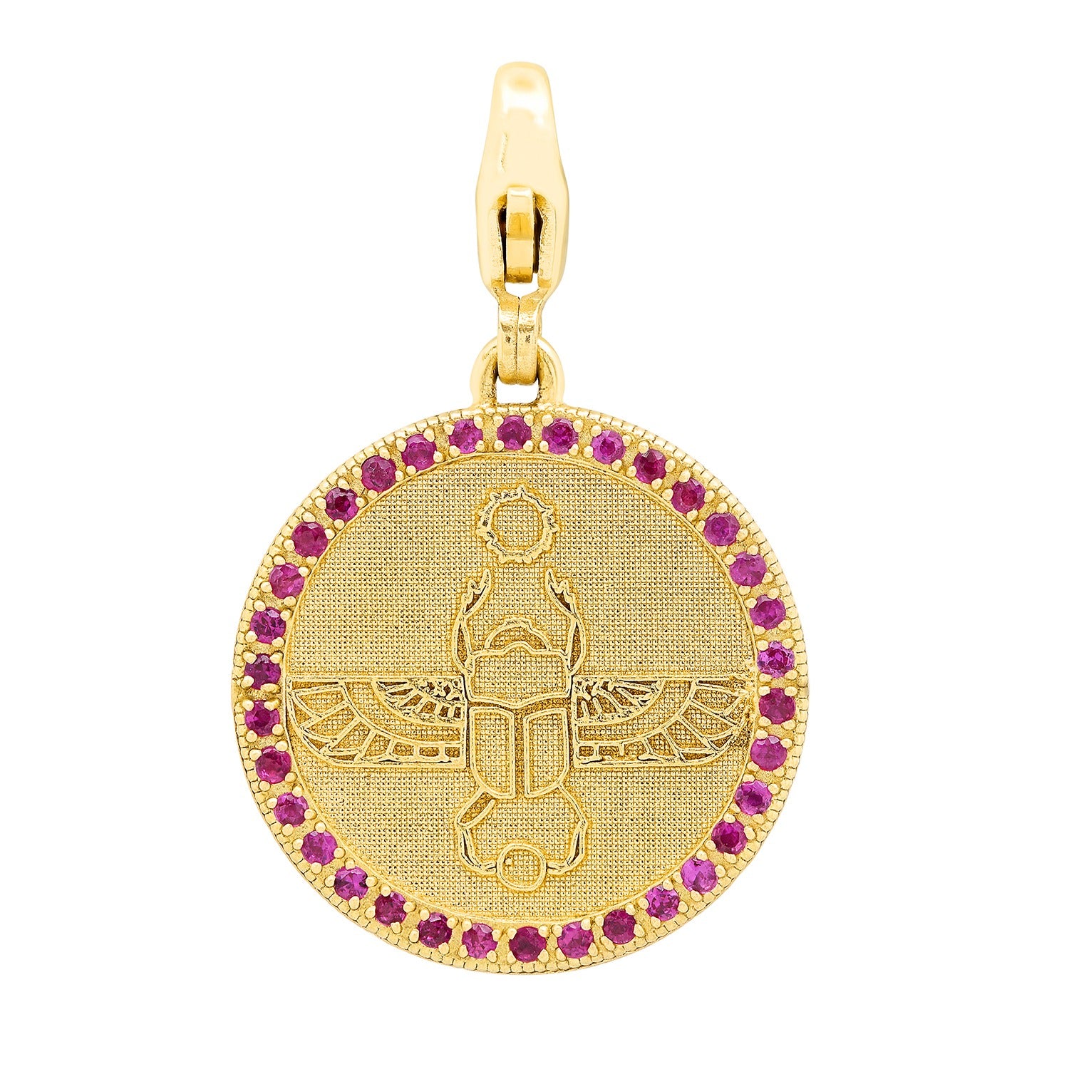 Egyptian Scarab Round Charm + Ruby