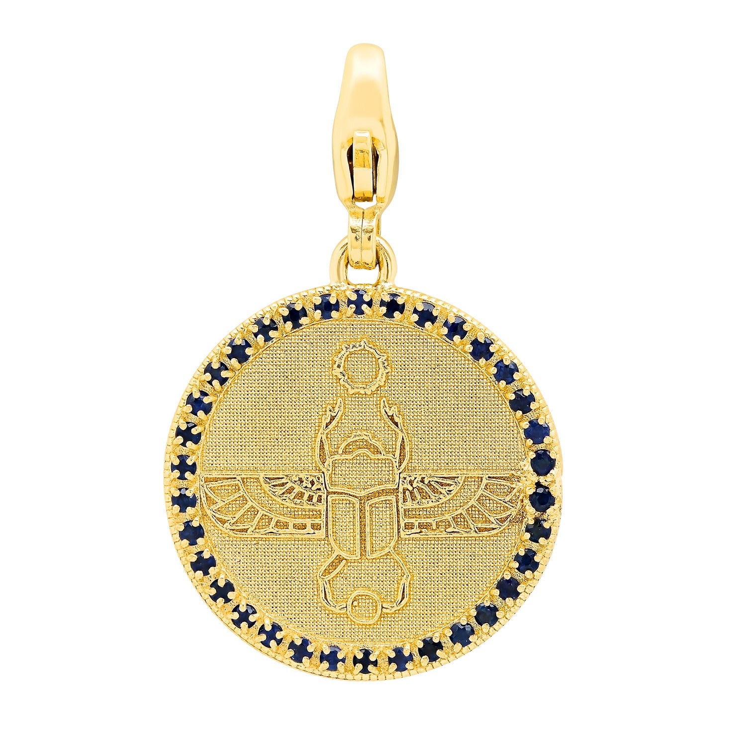 Egyptian Scarab Round Charm + Sapphire