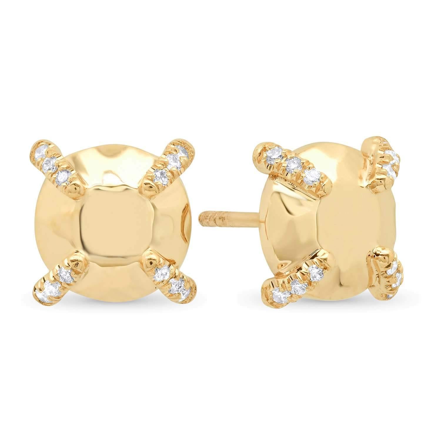 Golden Circle Stud Earrings + White Diamonds