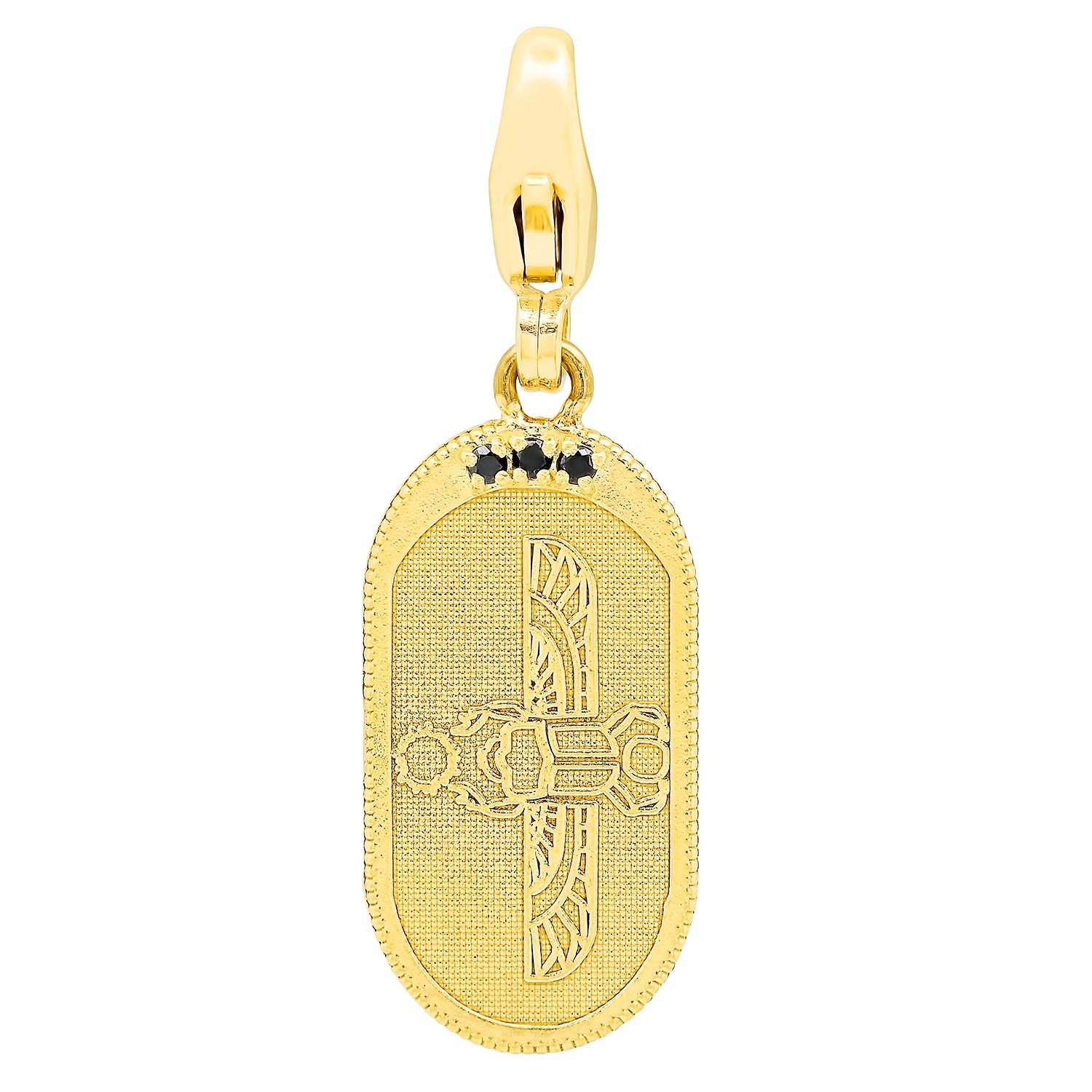 Egyptian Scarab Oval Charm + Black Diamonds