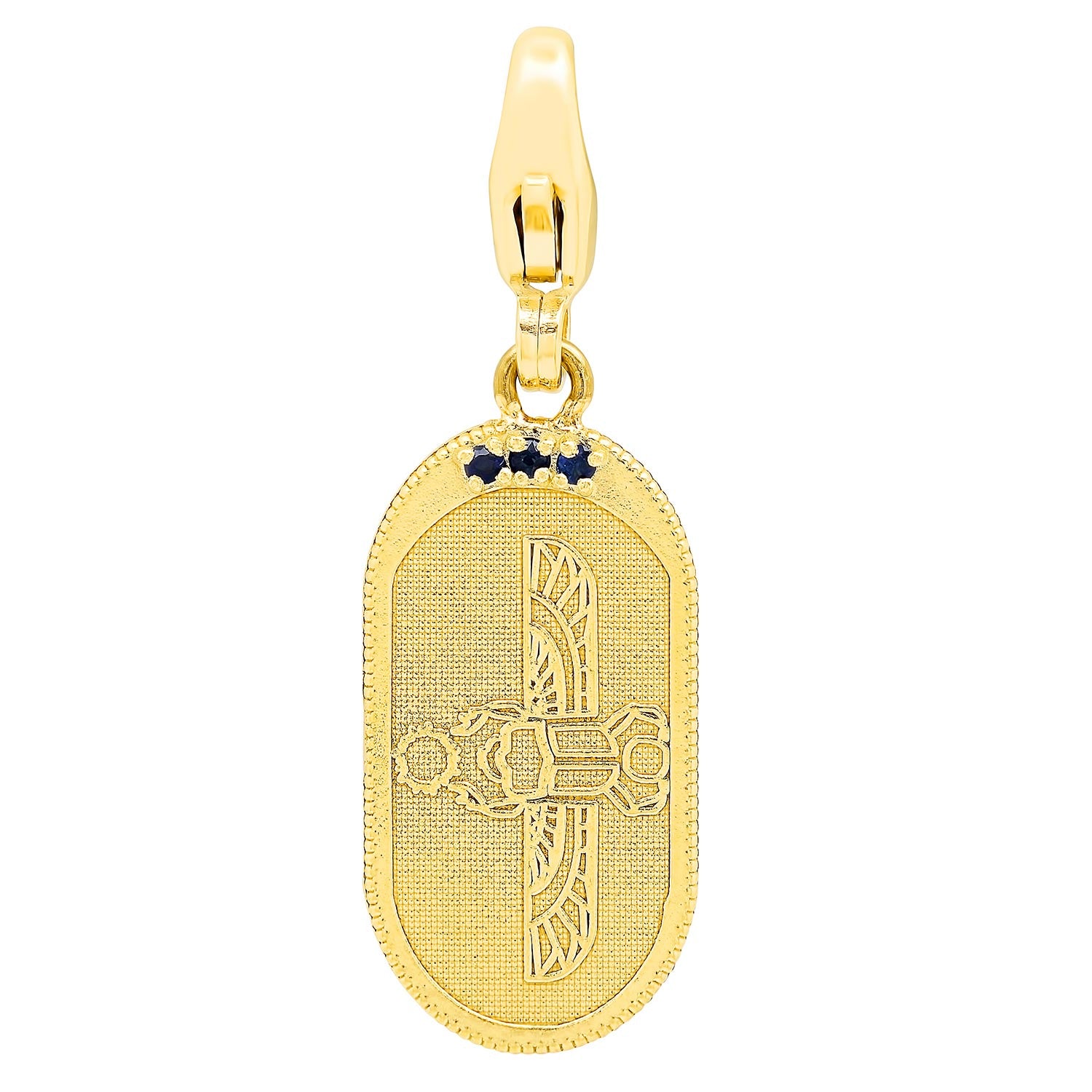 Egyptian Scarab Oval Charm + Sapphire