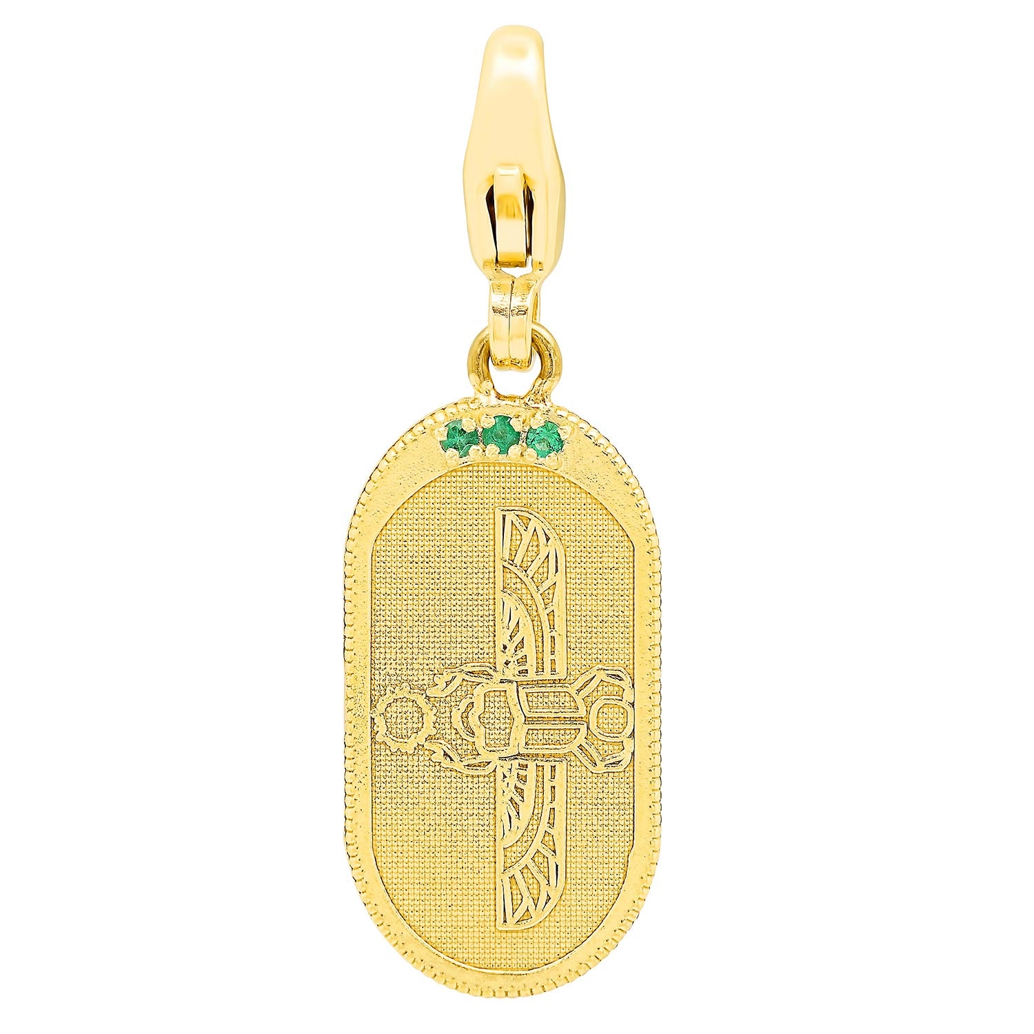 Egyptian Scarab Oval Charm + Emerald