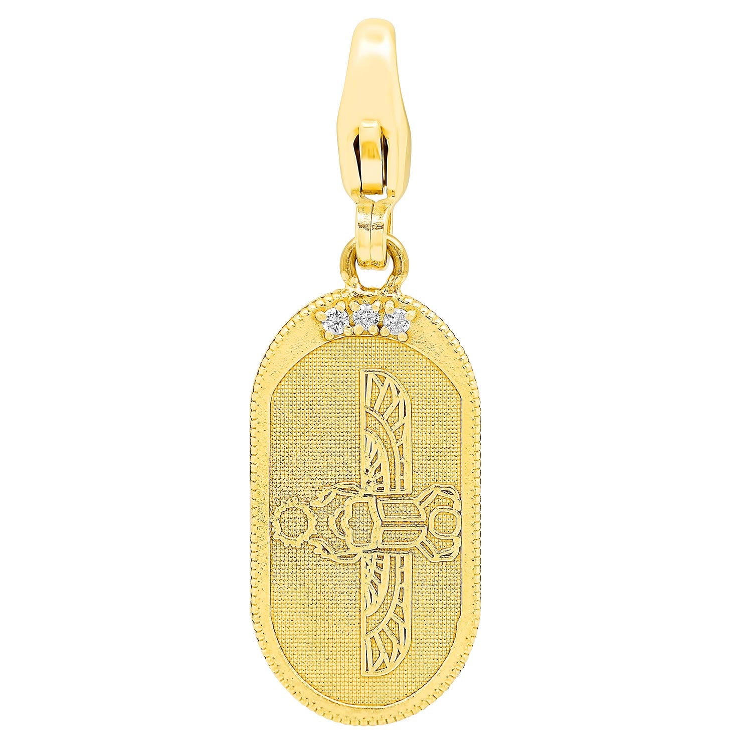 Egyptian Scarab Oval Charm + White Diamonds