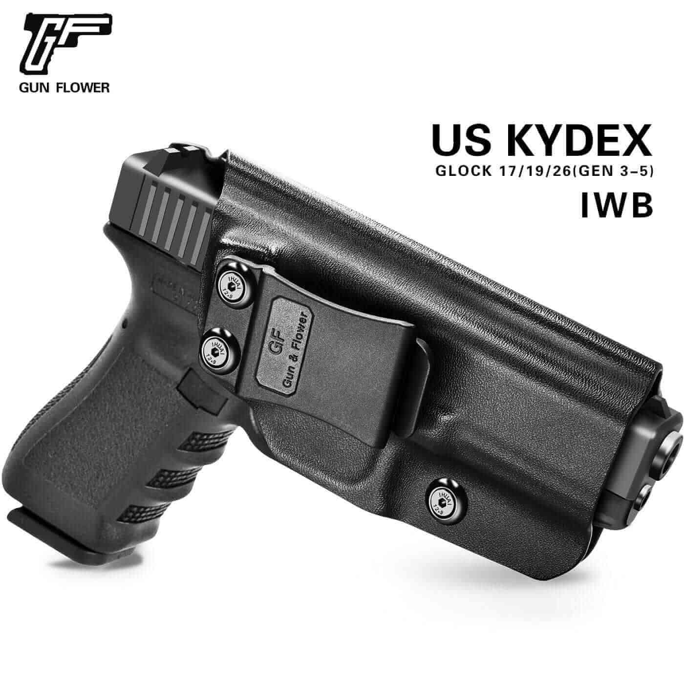 Glock 17 19 26 Kydex IWB Holster 31 32 33 45 (Gen 3 4 5) Concealed Carry Holster Gun 9mm for Men Women , Right Hand | Gun & Flower