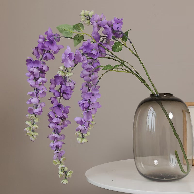 Bulk Exclusive Extra Long Wisteria Stems Hanging Flowers Violet Artificial Flowers for Tall Vases Wholesale