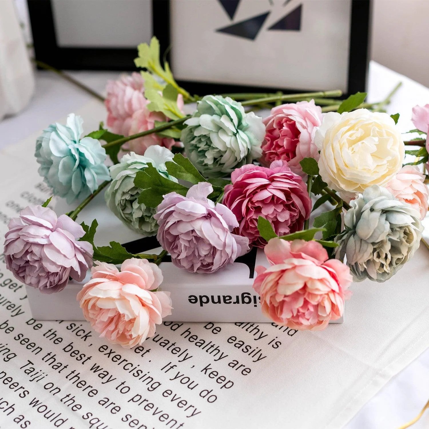 Bulk 12" 2 Pcs Peony Flowers Stem Artificial Flowers Wholesale