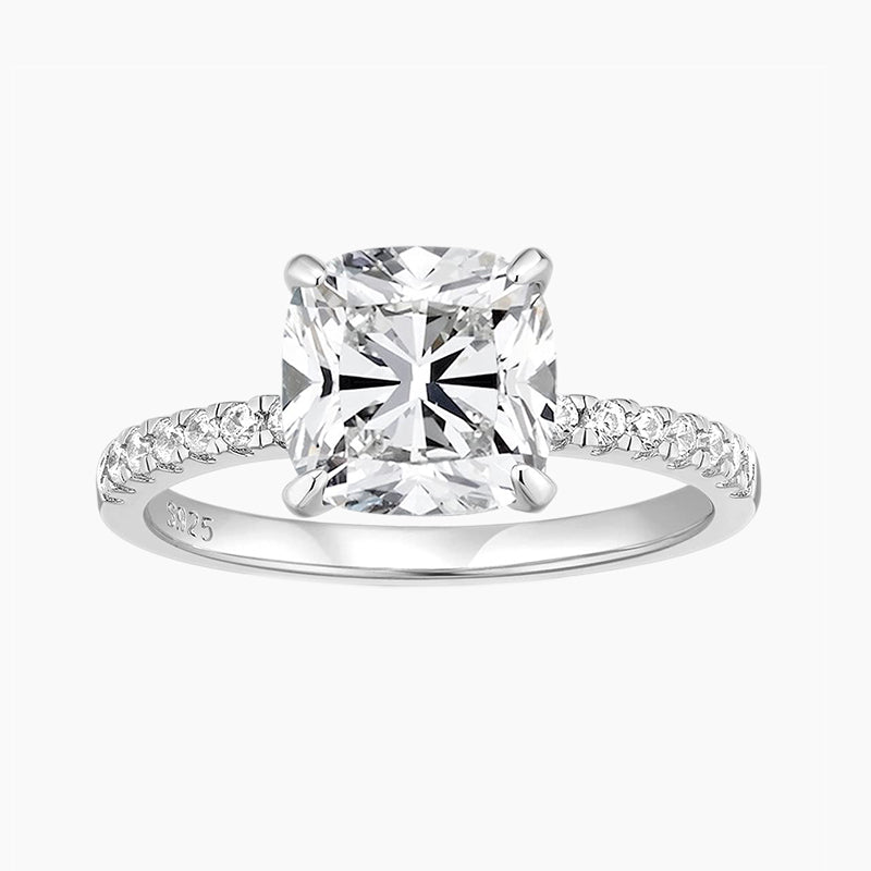 2CT Cushion Cut Cubic Zironia Wedding Ring in Sterling Silver