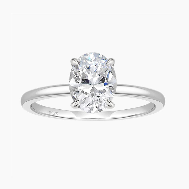 3CT Oval Cut Solitaire Cubic Zirconia Promise Ring