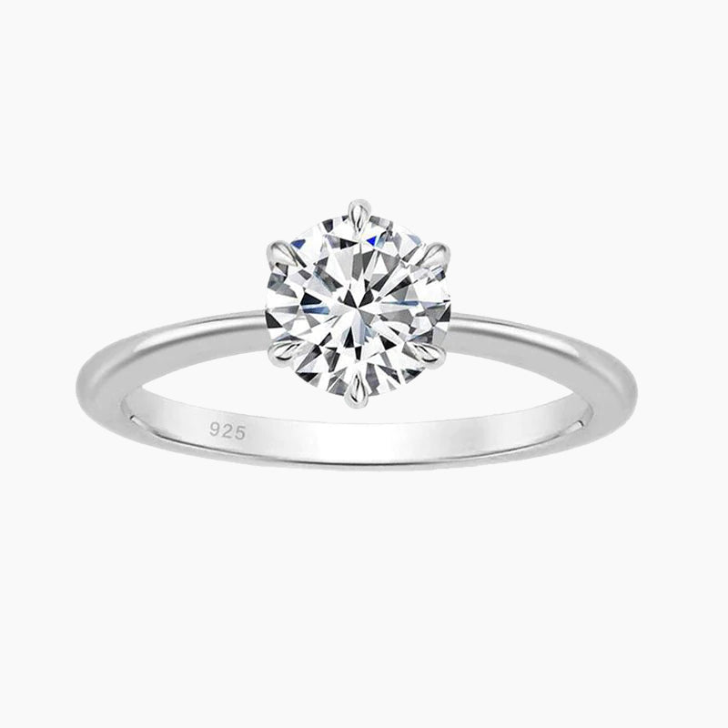Classic Six Prong Sterling Silver Wedding Ring