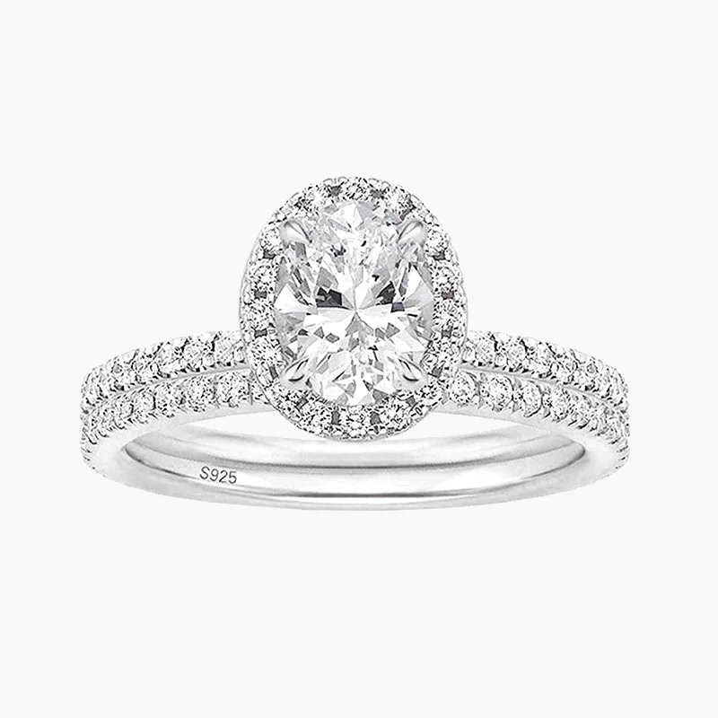 925 Sterling Silver Brilliant Oval Cubic Zirconia Promise Ring