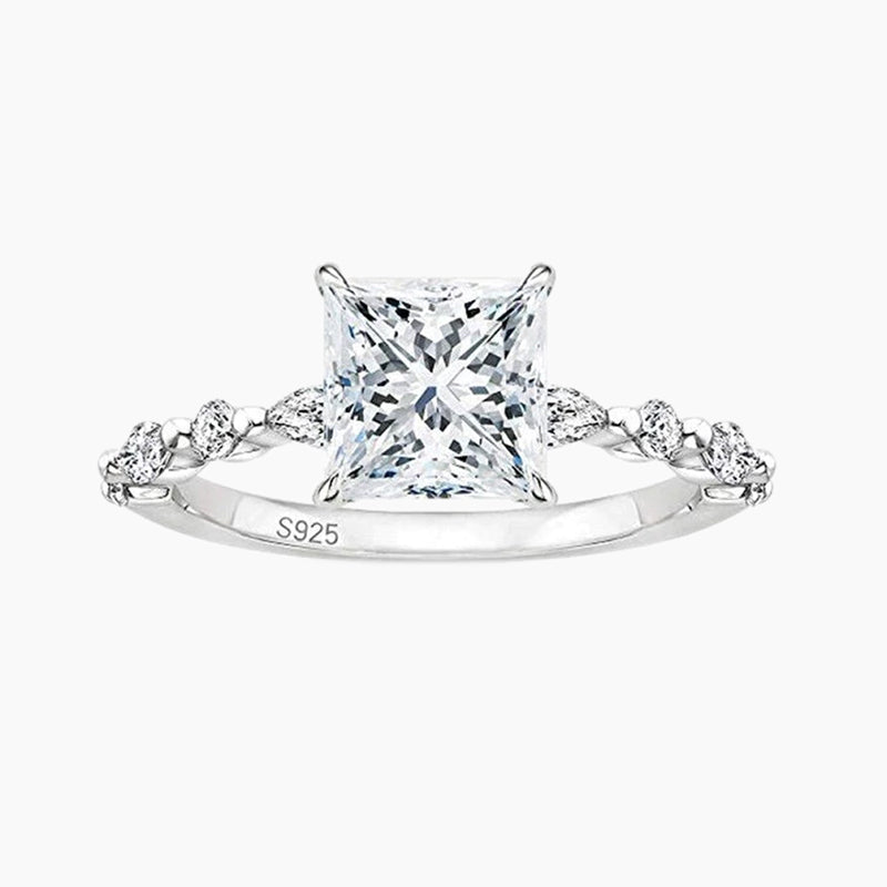 Sterling Silver Cushion CZ Solitaire Ring