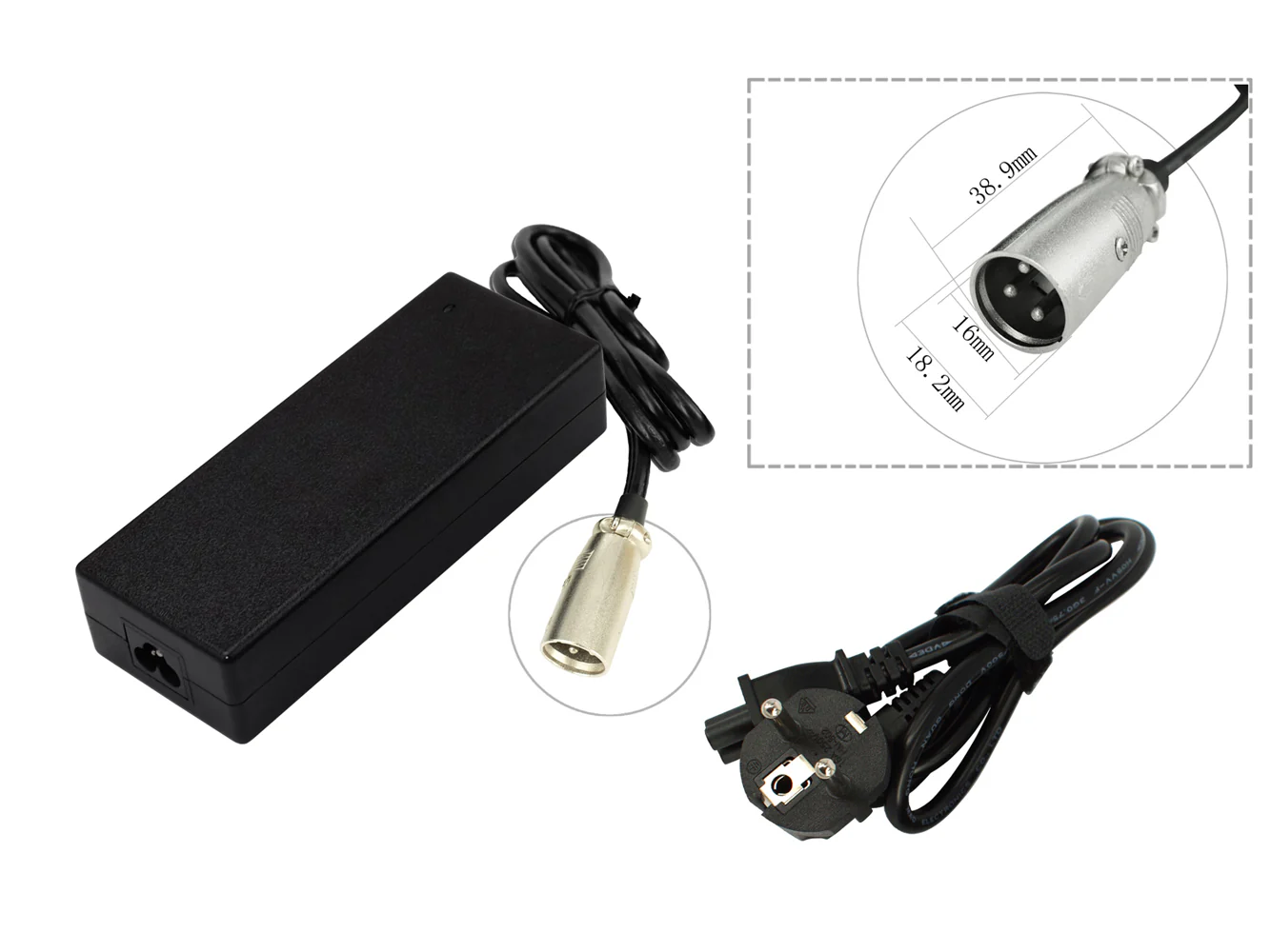 48V 2A XLR 3-pin Charger for  ebike batteries