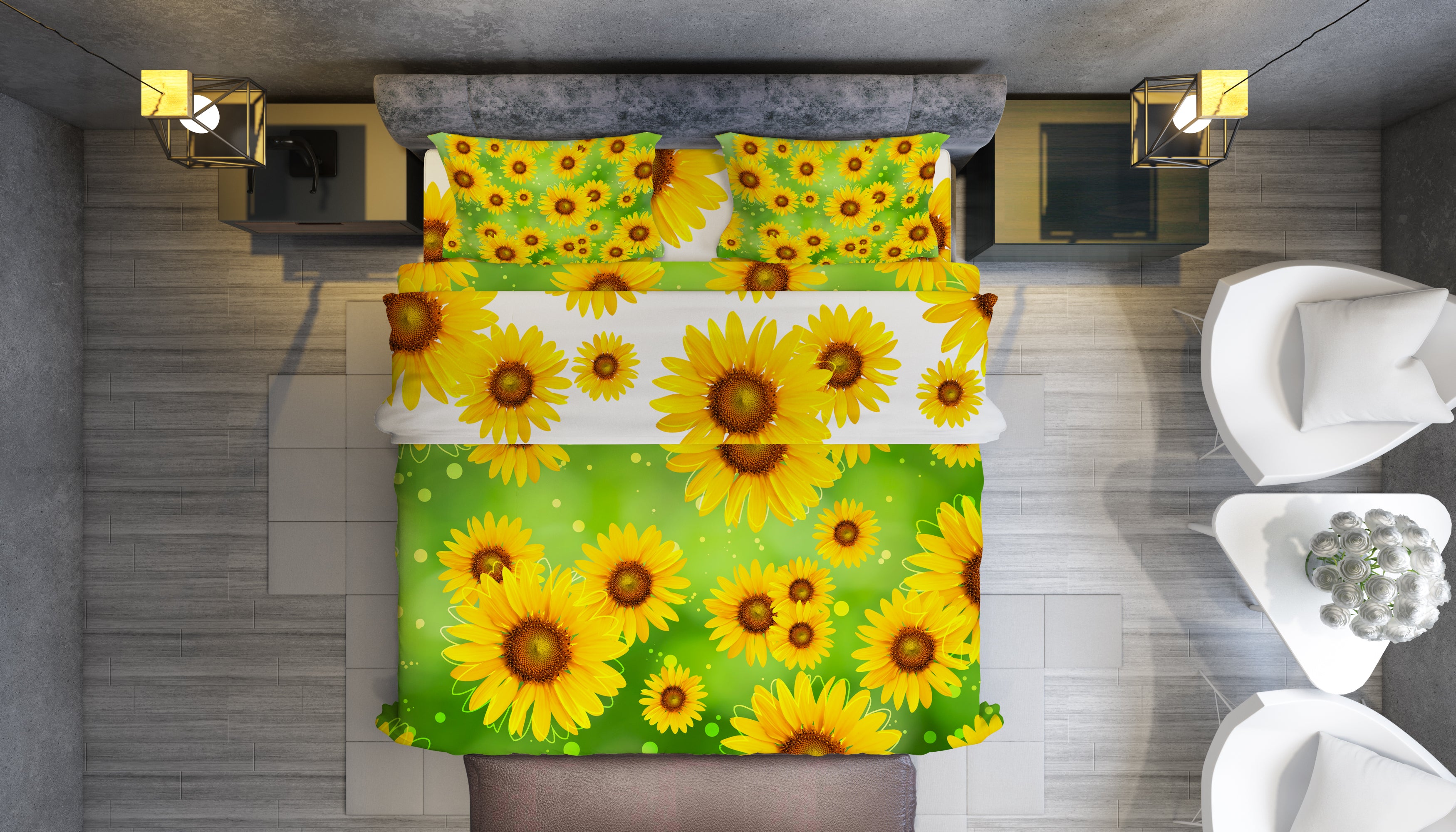 Sunny Dreams Bloom: Fresh Sunflower Bedding Set