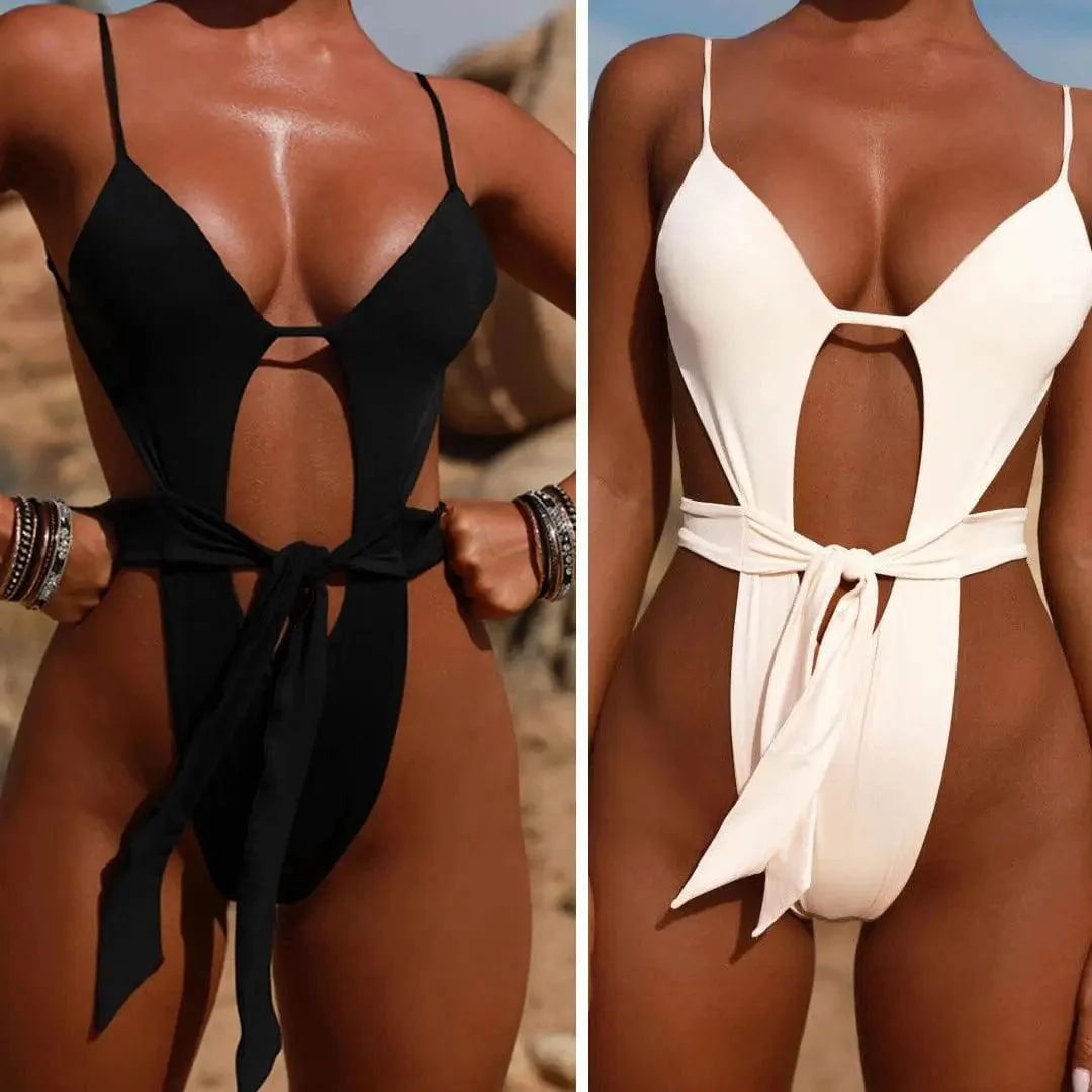 Sexy bikini back strap solid color swimsuit