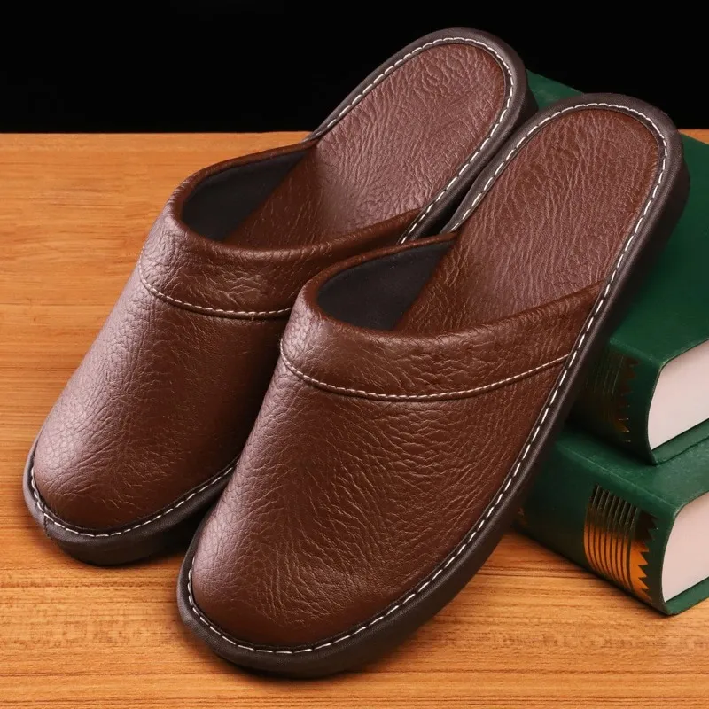 Faux Leather Home Slippers