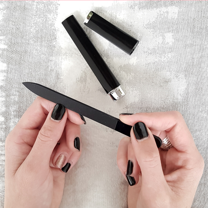 Single Stained Glass Nail File in Black with Hard Case