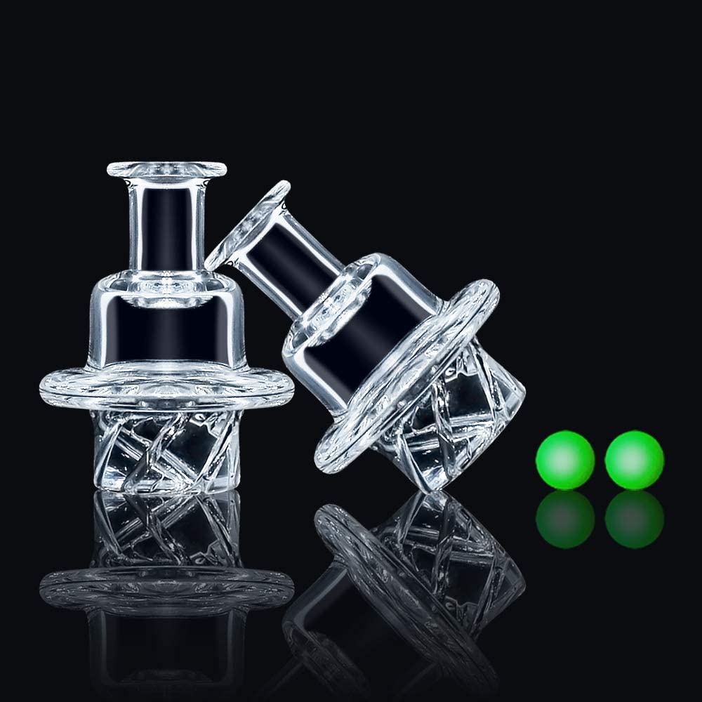 2 Pieces Glass Accessories Clear Glass Cap with 2 Glow Balls Female Male 45 90 Degree Domeless Quartz