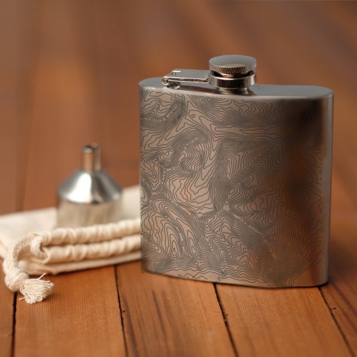 Mount Elbert - Colorado Engraved Topographic Map Hip Flask