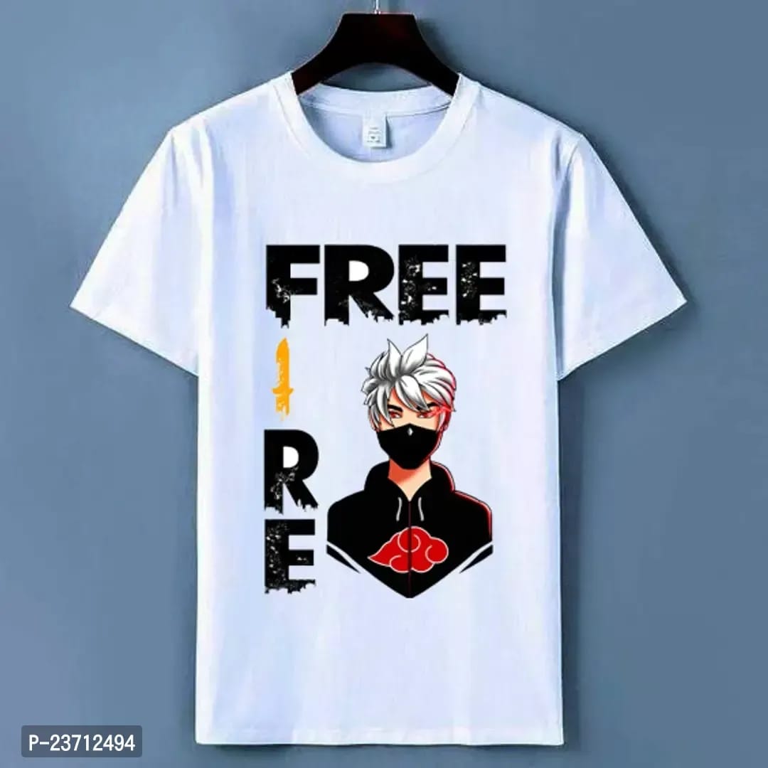 Free Fire Black Printed Tshirt Polyester Round Neck