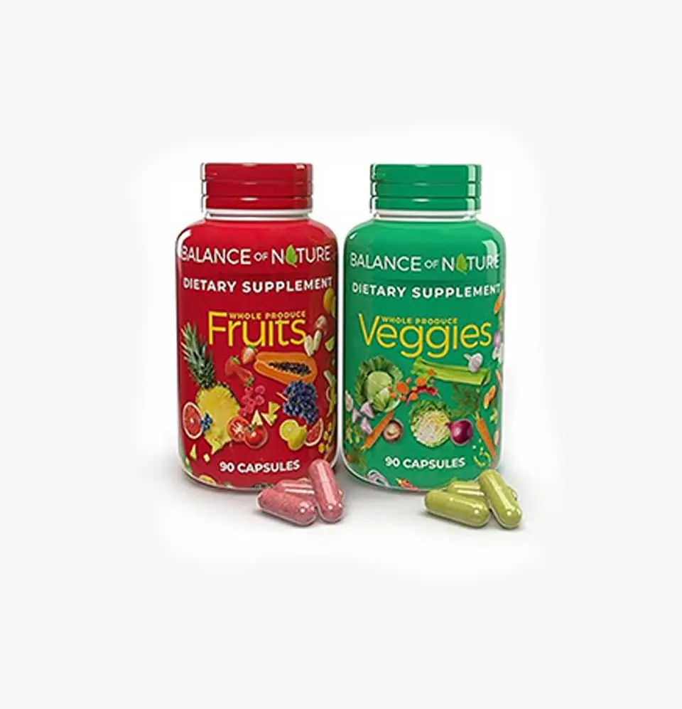 Balance of Nature Fruits & Veggies - Whole Food Supplement (90 Fruit & 90 Veggie Capsules)