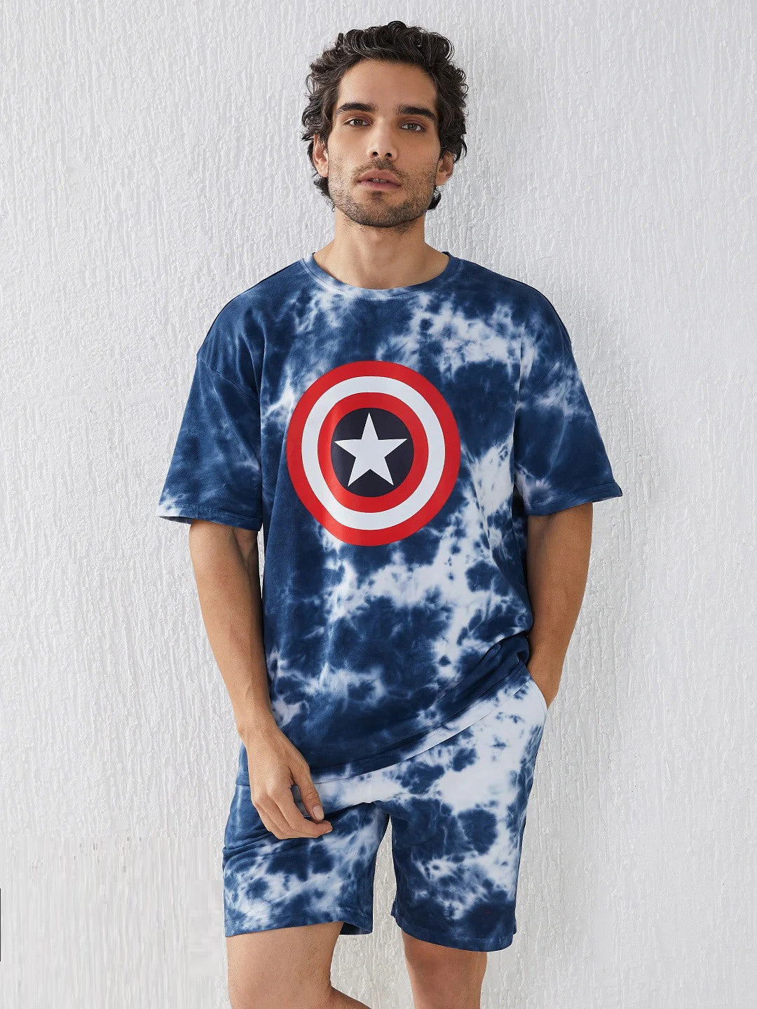 Blue Tie-Dye Stylish Oversized Men's Co-Ord Set - Trendy and Comfortable