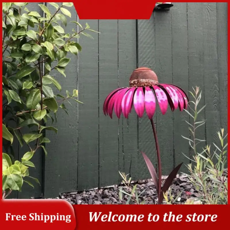 Coneflower Bird Feeder Outdoor Decoration Garden Flower Picaflor Wild Bird Feeder Feeding Outside Rust Resistant Art Metal