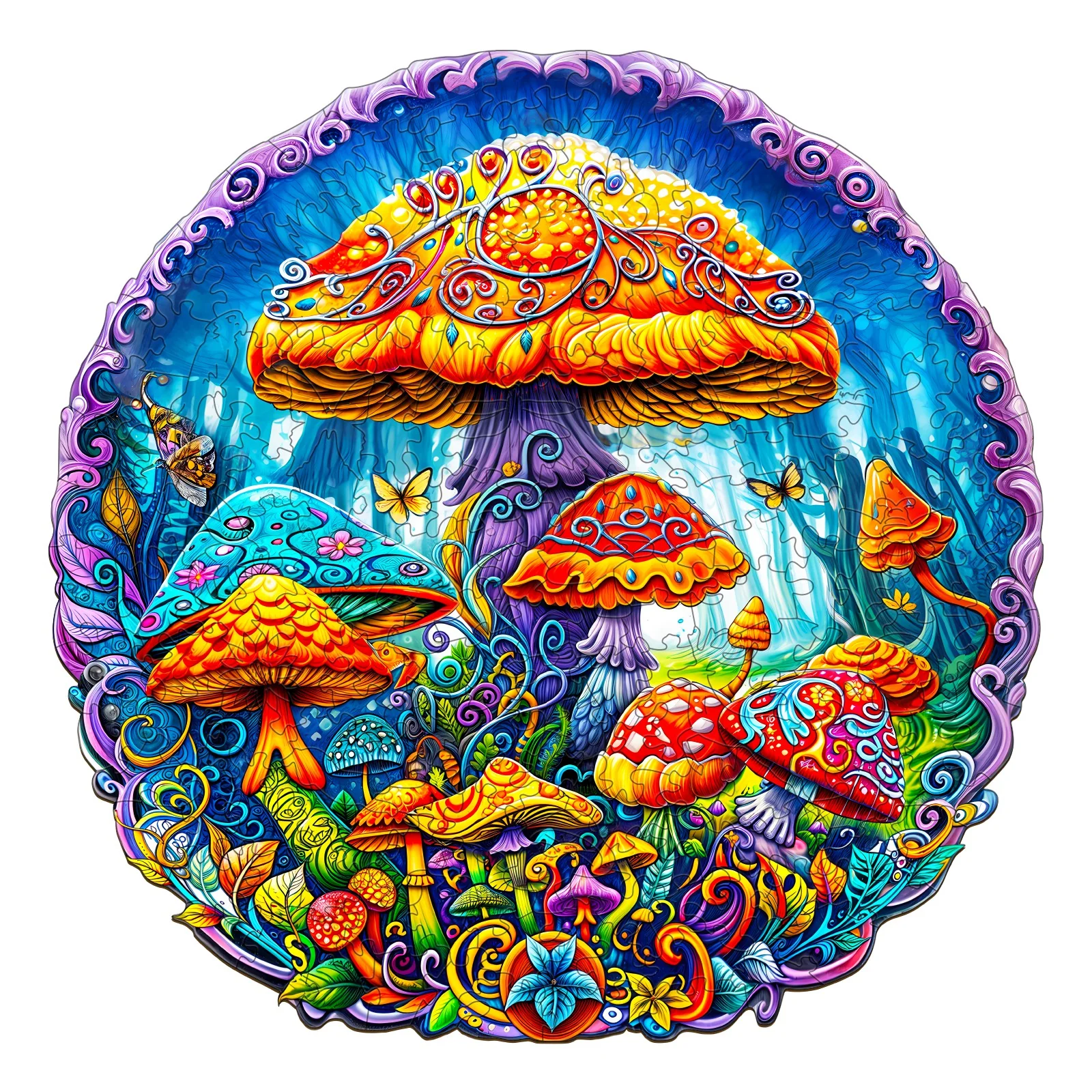 Magical mushrooms Wooden Jigsaw Puzzle