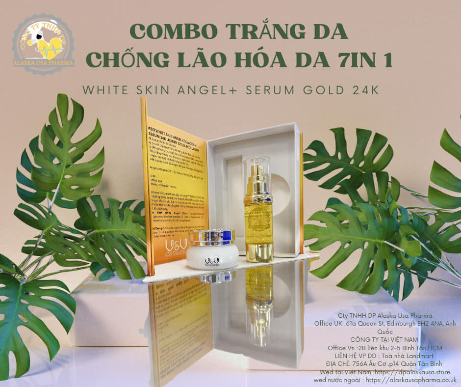 Combo Trắng Da "White Skin Angel" và Serum Gold 24K V&V Pro