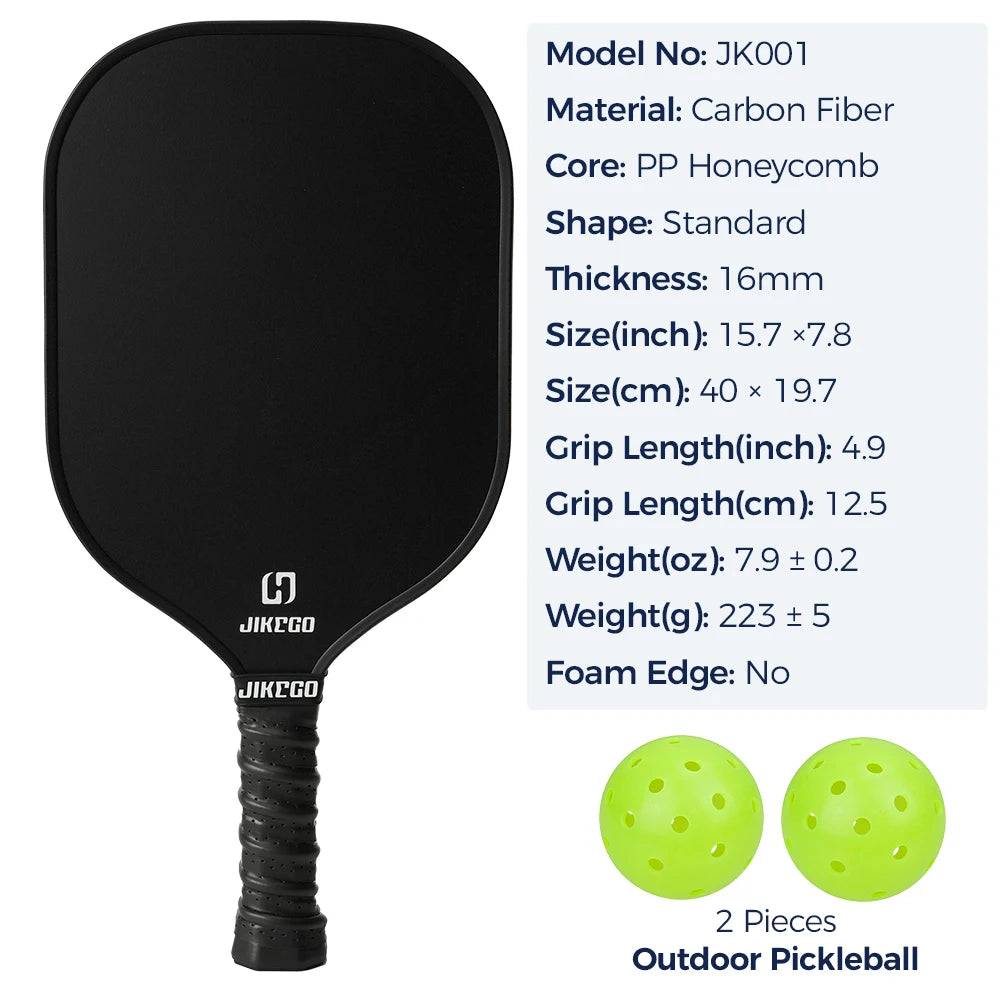 JIKEGO Pickleball Paddle Raw Carbon Fiber