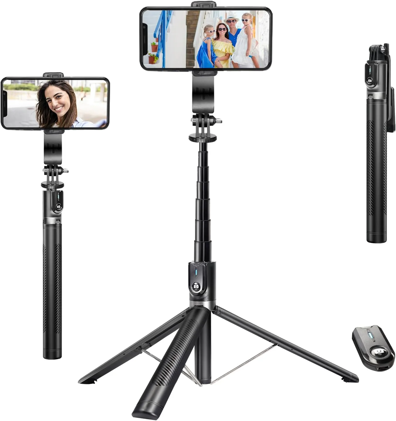 PEYOU Palo Selfie Recargable, 1,76 M / 69 Inch Aluminio Extensible & Portátil Palo Selfie Trípode