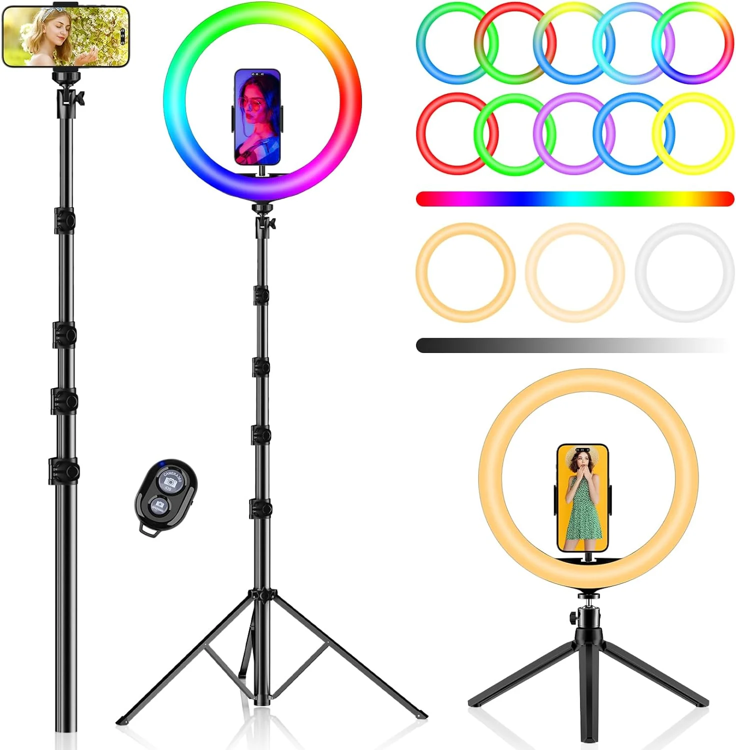 PEYOU 12" Ring Light with 63" extendable Tripod Stand Selfie Ring Light with Phone Holder