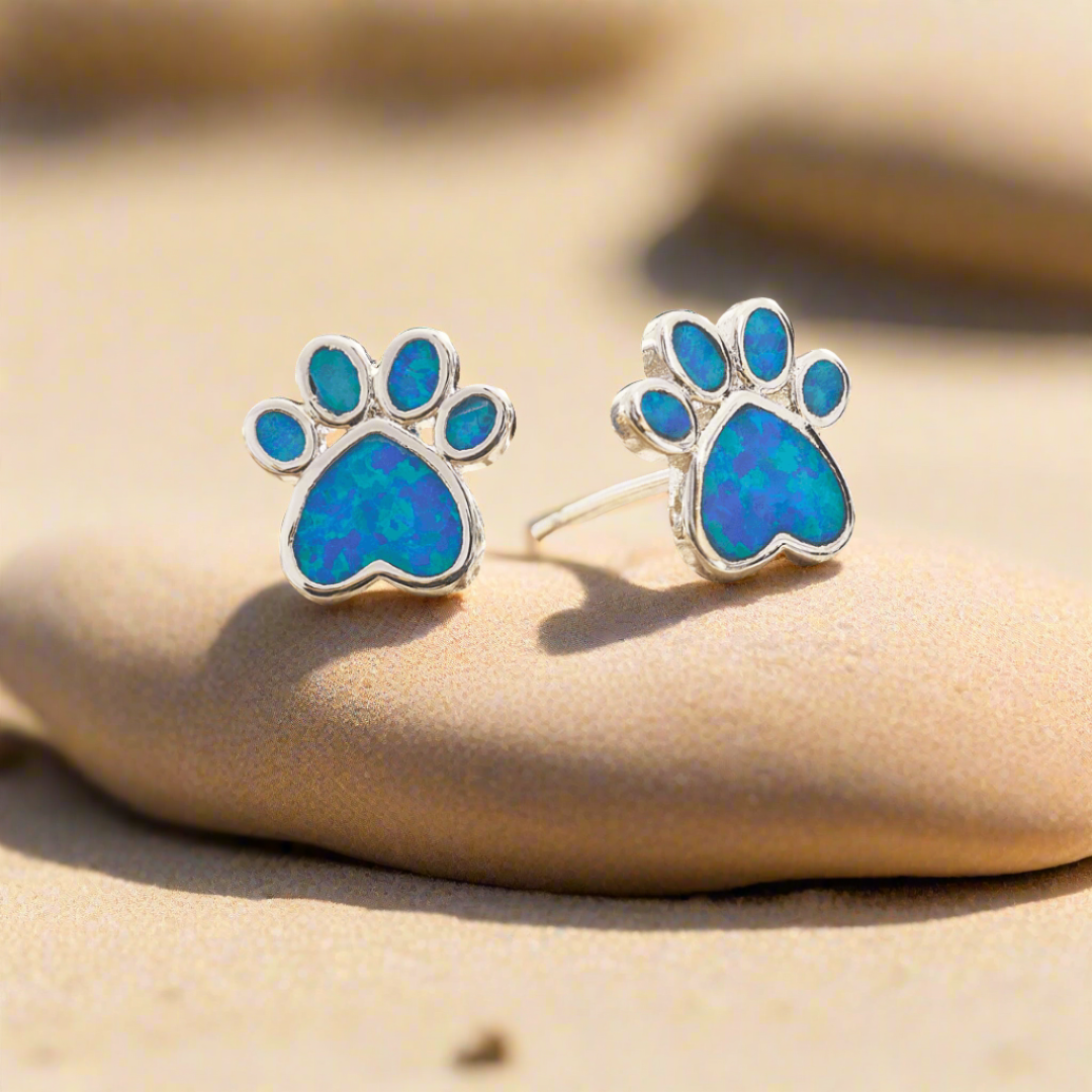 Opal Love Paw Studs