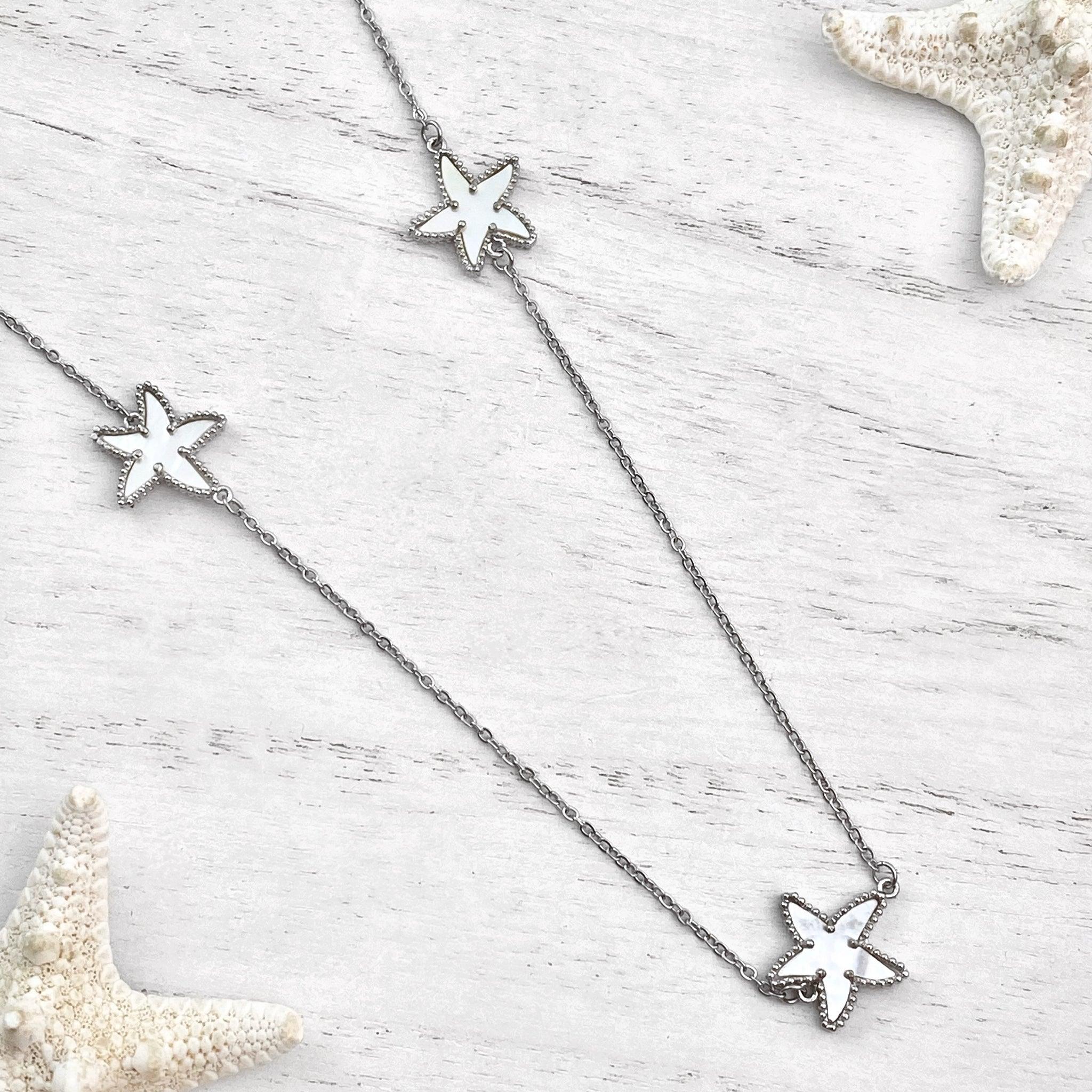 Mother of Pearl Trio Starfish Necklace