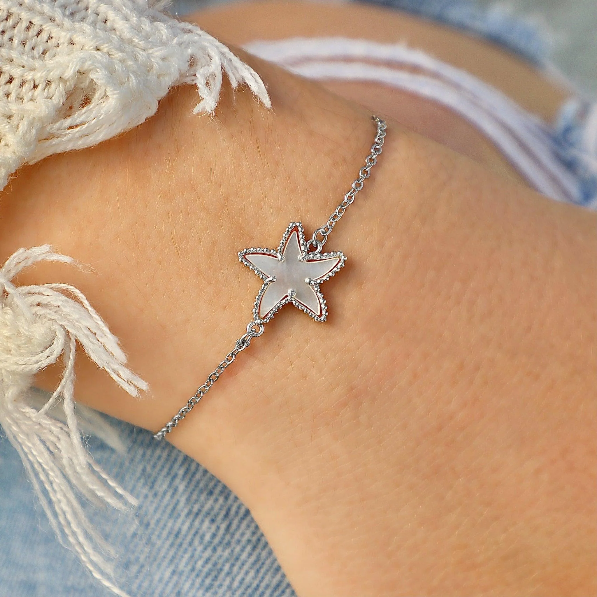 Mother of Pearl Single Starfish Bracelet