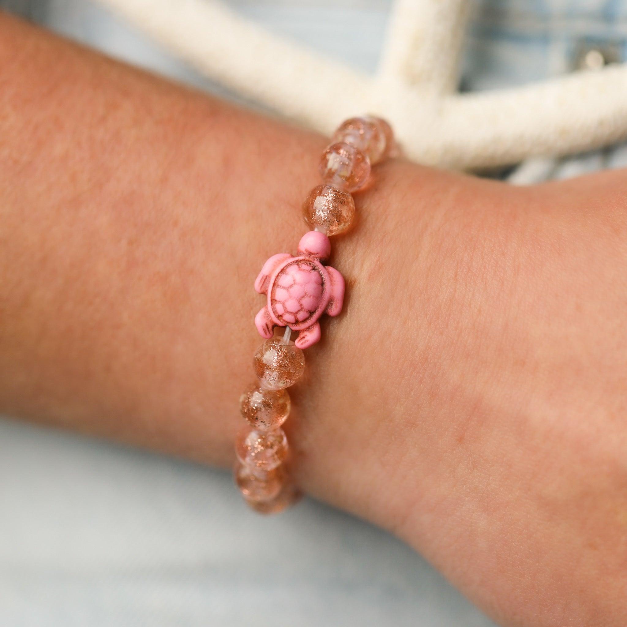 Glowing Glass Bead Sea Turtle Bracelet