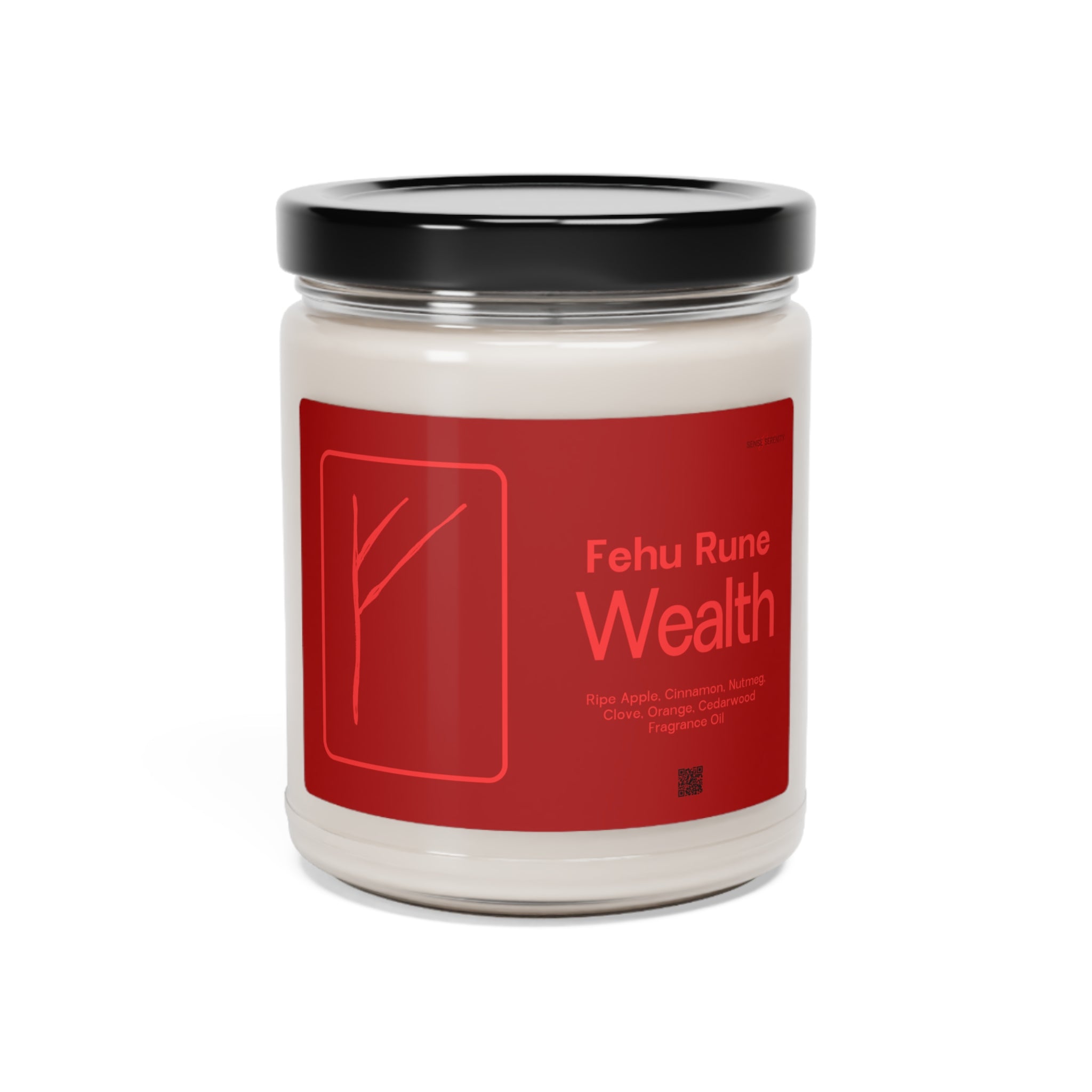 Apple Harvest Scented Soy Candle with Fehu Rune for Wealth