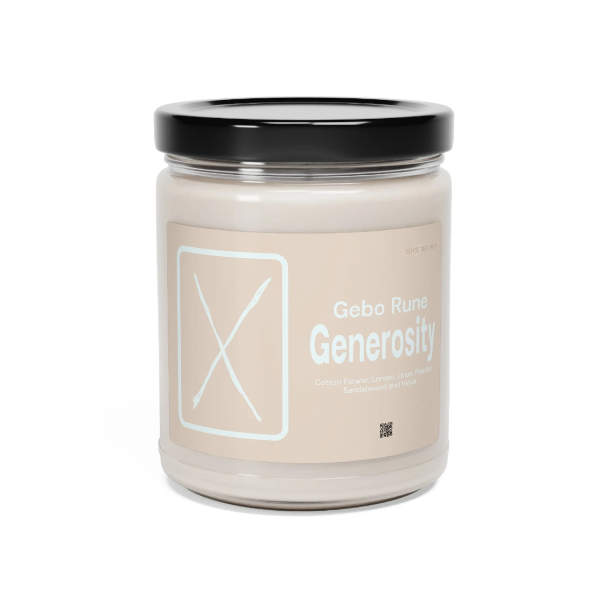 Clean Cotton Scented Soy Candle with Gebo Rune for Generosity