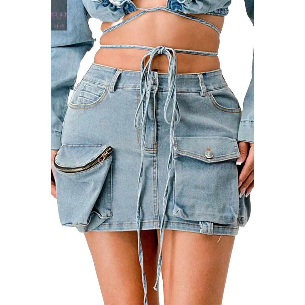 Utility Pocket Denim Skirt