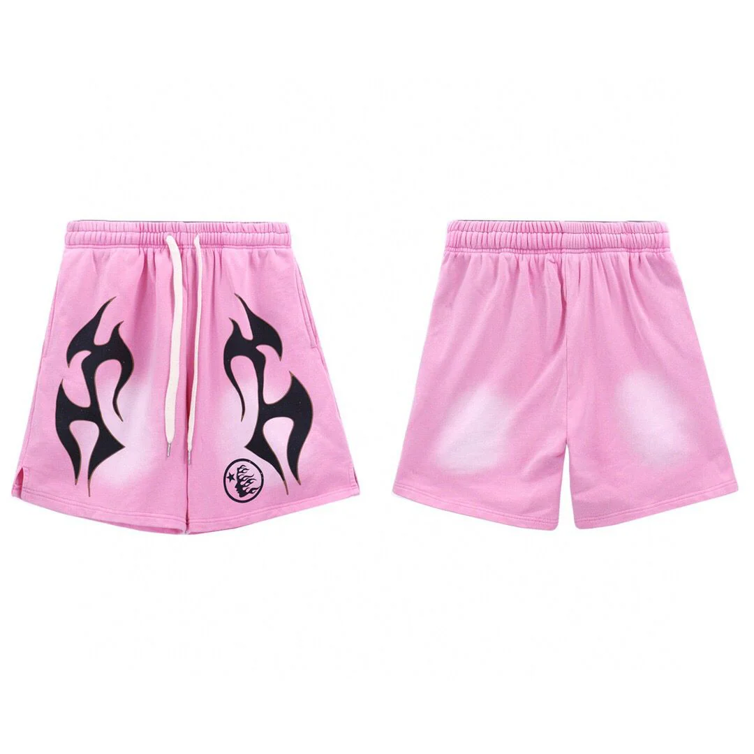 Pink Hellstar Shorts with Black Flames 🔥