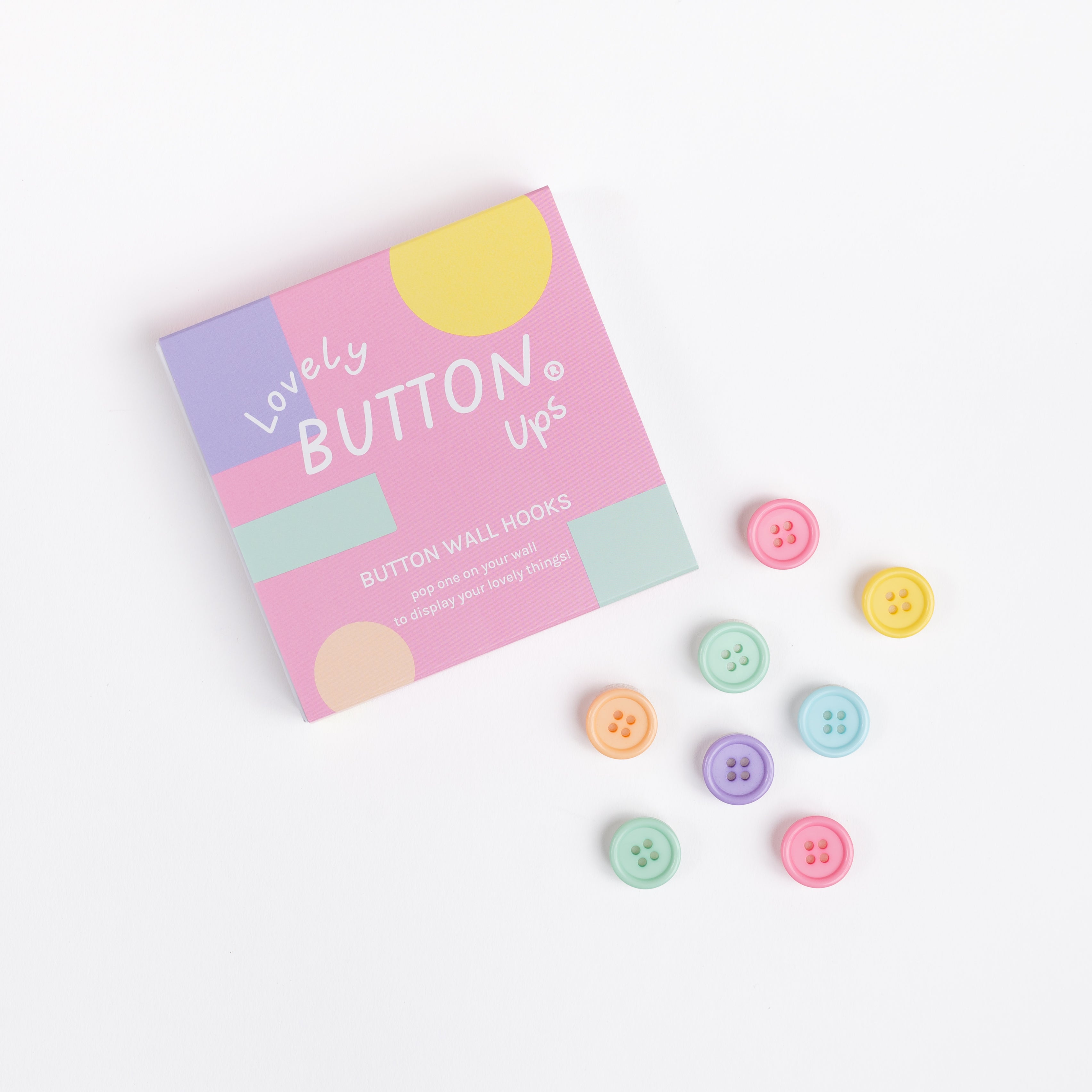 LOVELY BUTTON UPS ®  Button Wall Hooks - Pastel Collection #01