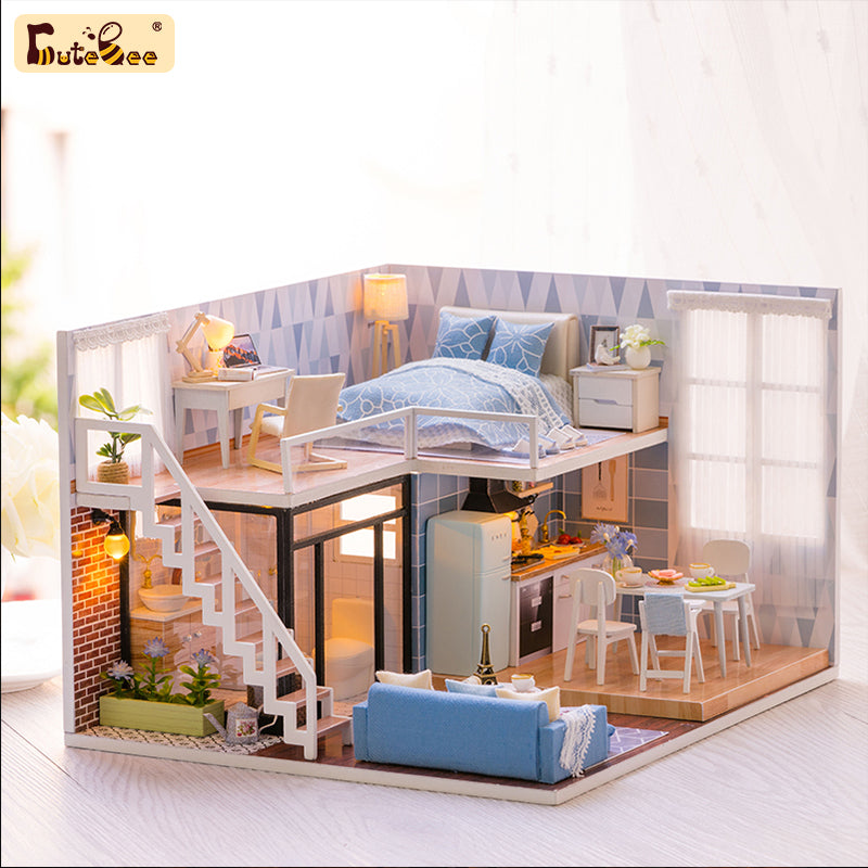 CUTEBEE 1: 24 DIY Dollhouse Kit (Blue Time)