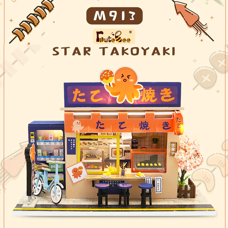 CUTEBEE 1: 24 DIY Dollhouse Kit (Star Takoyaki)