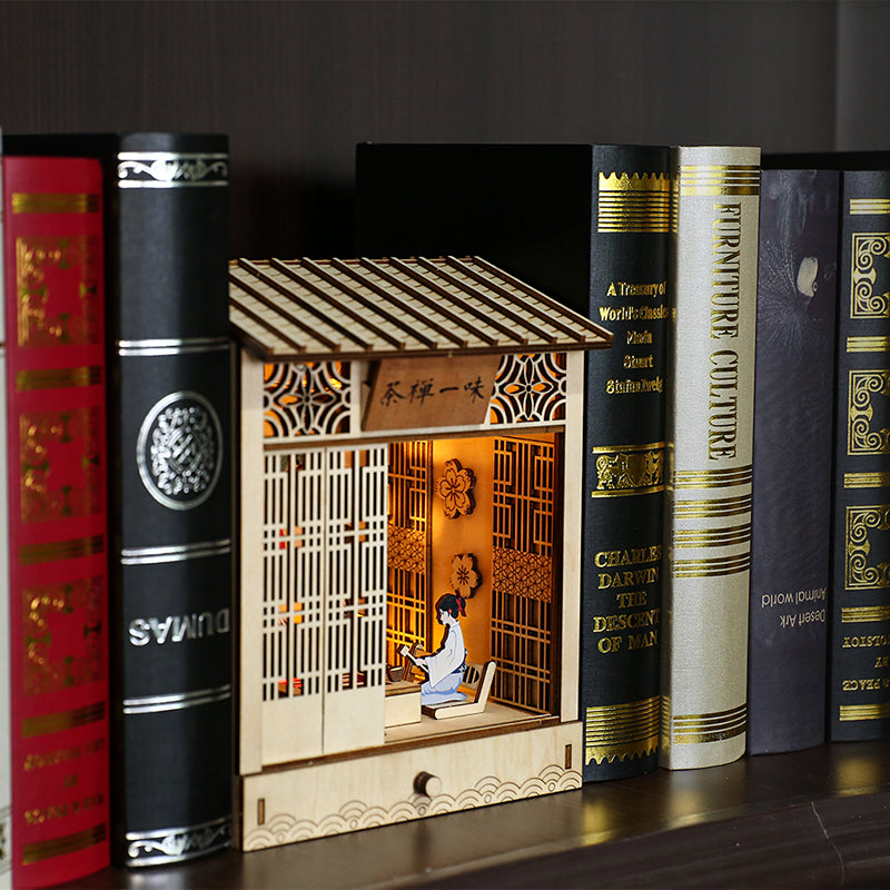 CUTEBEE DIY Book Nook Kit(Zen Tea Blindly)